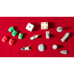 Monopoly Replacement Pieces including 24 Hotels - 48 Houses - 2 Dice - 8 Tokens